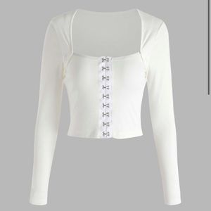 Cider White Lace Up Square Neck Top